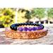 Faceted Empath Protection Amethyst and Black Tourmaline Elastic Bracelet by Rock My Zen